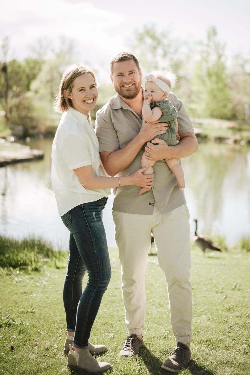 Two people and a baby